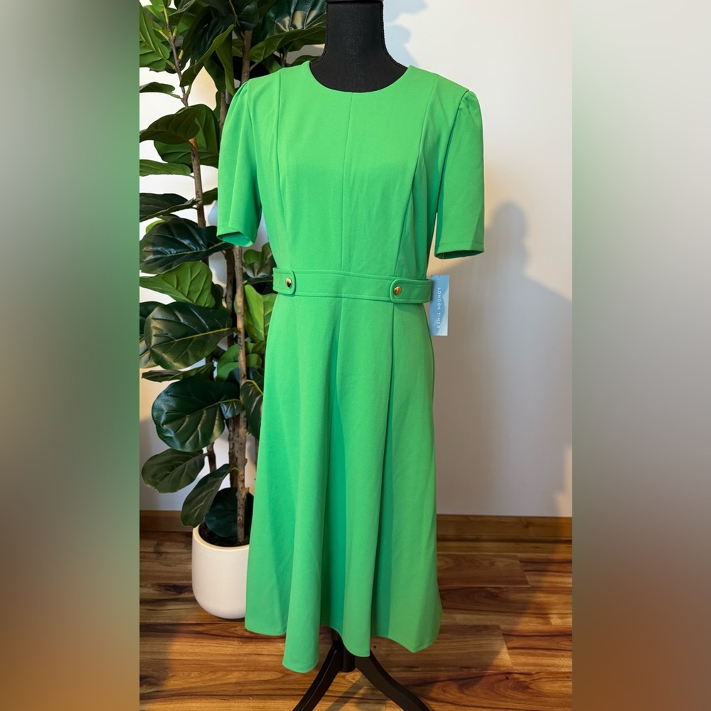 London Times Bright Green Midi Dress